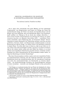 Ordnung, Kooperation und Konflikt in spätmittelalterlichen Testamenten