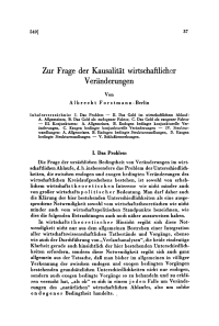 Zur Frage der Kausalität wirtschaftlicher Veränderungen