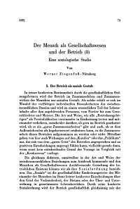 Der Mensch als Gesellschaftswesen und der Betrieb (II). Eine soziologische Studie