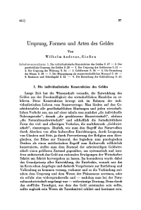Ursprung, Formen und Arten des Geldes