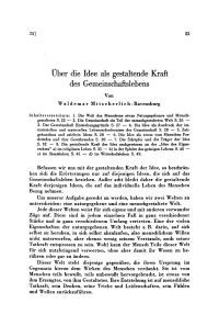 Über die Idee als gestaltende Kraft des Gemeinschaftslebens