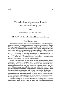 Versuch einer allgemeinen Theorie der Alimentierung (II)