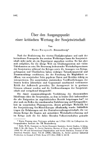 Über den Ausgangspunkt einer kritischen Wertung der Sowjetwirtschaft