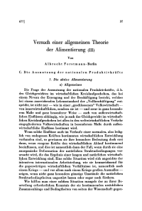 Versuch einer allgemeinen Theorie der Alimentierung (III)