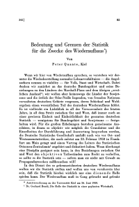 Bedeutung und Grenzen der Statistik für die Zwecke des Wiederaufbaus