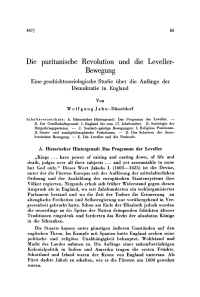 Die puritanische Revolution und die Leveller-Bewegung. Eine geschichtssoziologische Studie über die Anfänge der Demokratie in England