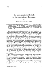 Die hermeneutische Methode in der soziologischen Forschung