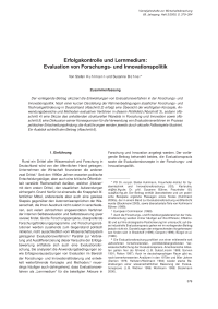 Erfolgskontrolle und Lernmedium: Evaluation von Forschungs- und Innovationspolitik
