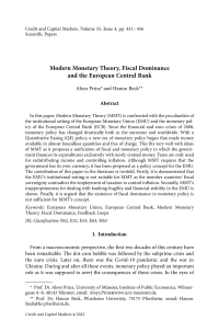 Modern Monetary Theory, Fiscal Dominance and the European Central Bank
