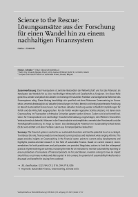 Science to the Rescue: Lösungsansätze aus der Forschung für einen Wandel hin zu einem nachhaltigen Finanzsystem