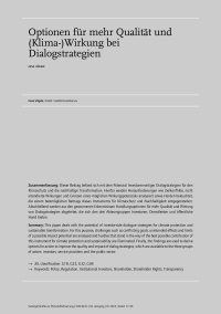 Optionen für mehr Qualität und (Klima–)Wirkung bei Dialogstrategien