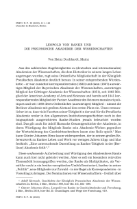 Leopold von Ranke und die Preußische Akademie der Wissenschaften
