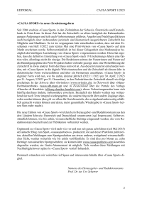 «CAUSA SPORT» in neuer Erscheinungsform