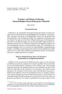 Kranken- und Pflegeversicherung: Zukunftsfähigkeit durch Stärkung der Solidarität