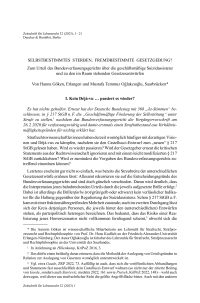 Selbstbestimmtes Sterben, fremdbestimmte Gesetzgebung?