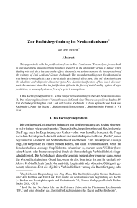 Zur Rechtsbegründung im Neukantianismus