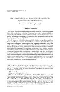 Der Klimabeschluss des Bundesverfassungsgerichts