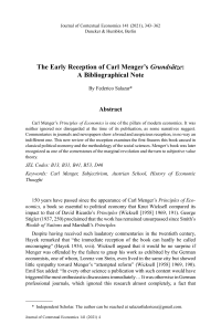 The Early Reception of Carl Menger’s Grundsätze: A Bibliographical Note