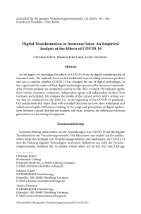 Digital Transformation in Insurance Sales: An Empirical Analysis of the Effects of COVID-19