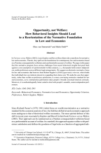 Opportunity, not Welfare: How Behavioral Insights Should Lead to a Reorientation of the Normative Foundation in Law and Economics