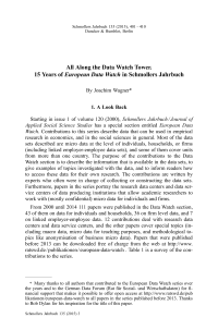 All Along the Data Watch Tower. 15 Years of European Data Watch in Schmollers Jahrbuch