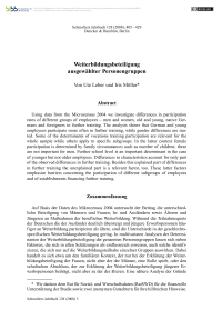 Weiterbildungsbeteiligung ausgewählter Personengruppen