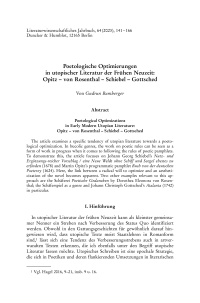 Poetologische Optimierungen in utopischer Literatur der Frühen Neuzeit: Opitz – von Rosenthal – Schiebel – Gottsched