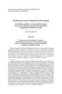 Präliminarien einer Ästhetik der Übertragung