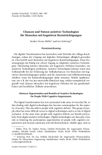 Chancen und Nutzen assistiver Technologien für Menschen mit kognitiven Beeinträchtigungen