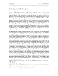 Die Weltlage und die Lust am Sport