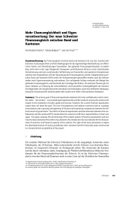 Mehr Chancengleichheit und Eigenverantwortung: Der neue Schweizer Finanzausgleich zwischen Bund und Kantonen