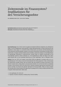 Zeitenwende im Finanzsystem? Implikationen für den Versicherungssektor
