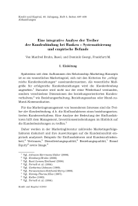 Eine integrative Analyse der Treiber der Kundenbindung bei Banken – Systematisierung und empirische Befunde