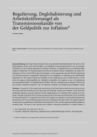 Regulierung, Deglobalisierung und Arbeitskräftemangel als Transmissionskanäle von der Geldpolitik zur Inflation