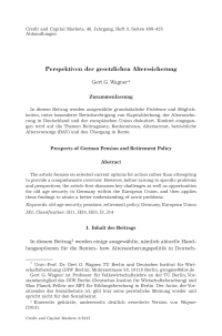 Perspektiven der gesetzlichen Alterssicherung