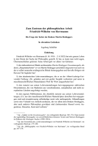 Zum Zentrum der philosophischen Arbeit Friedrich-Wilhelm von Herrmanns