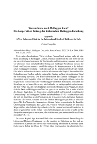 Warum heute noch Heidegger lesen? Ein kooperativer Beitrag der italienischen Heidegger-Forschung