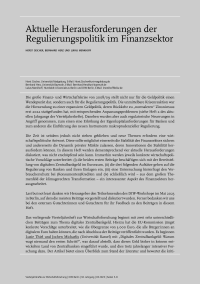Aktuelle Herausforderungen der Regulierungspolitik im Finanzsektor