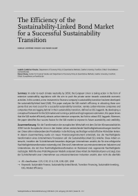 The Efficiency of the Sustainability-Linked Bond Market for a Successful Sustainability Transition