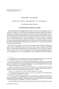 Recht der Politik: Perspektiven und Potenziale