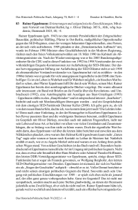 Rainer Eppelmann: Erinnerungen und zeitgenössische Einschätzungen. Mit einem Vorwort von Dietmar Herbst, hg. v. Oliver Dürkop.