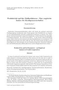 Produktivität und ihre Einflussfaktoren – Eine empirische Analyse der Kreditgenossenschaften