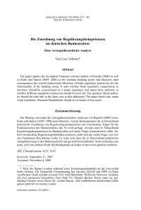 Die Zuordnung von Regulierungskompetenzen im deutschen Bankensektor. Eine vertragstheoretische Analyse