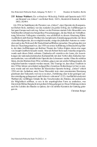 Reimar Walthert: Ein verhinderter Welterfolg. Politik und Operette nach 1933 am Beispiel von ‚Grüezi‘ von Robert Stolz.
