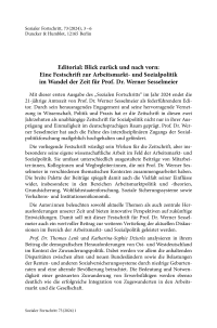 Editorial: Blick zurück und nach vorn: Eine Festschrift zur Arbeitsmarkt- und Sozialpolitik im Wandel der Zeit für Prof. Dr. Werner Sesselmeier