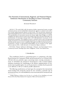 The Potential of International, Regional, and National Dispute Settlement Mechanisms in Deciding on Issues Concerning Community Interests