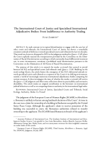 The International Court of Justice and Specialised International Adjudicative Bodies: From Indifference to Authority Trading