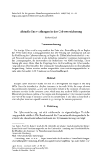 Aktuelle Entwicklungen in der Cyberversicherung