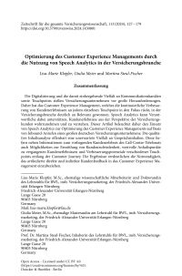 Optimierung des Customer Experience Managements durch die Nutzung von Speech Analytics in der Versicherungsbranche
