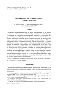 Digital Payment and Economic Growth: Evidence from India